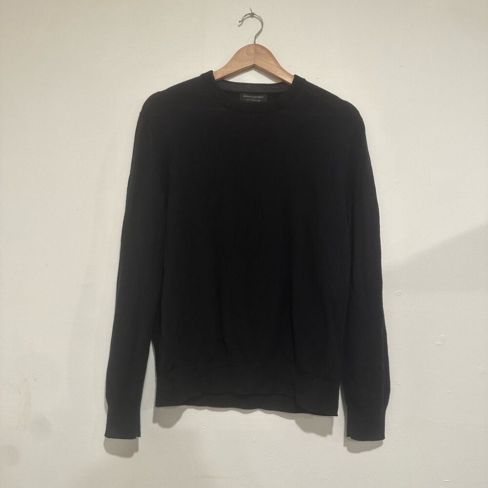 Banana Republic Men’s Black Merino Wool Crewneck Long Sleeve Size Medium